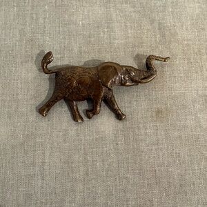 Vintage Elephant Brooch Trunk Up Good Luck - Large 2.5" Brushed Silver Tone Pin